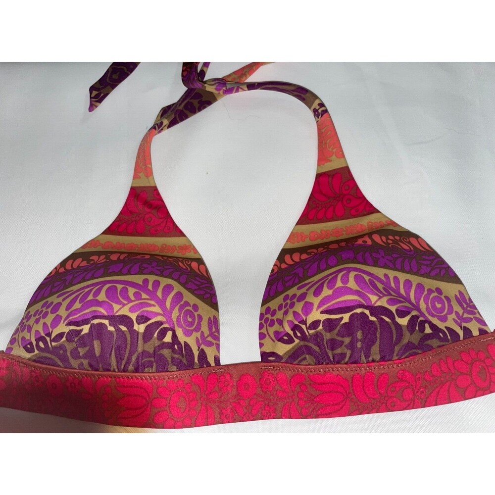 Victoria Secret Swim Top M Push up Bra VTG Rainbow Boho Floral Rare sexy women's